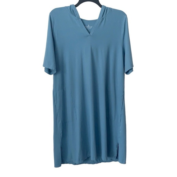 Cuddl Duds Hoodie Dress Womens Large Pockets Cotton Core Lounger Home Errands - Picture 1 of 9